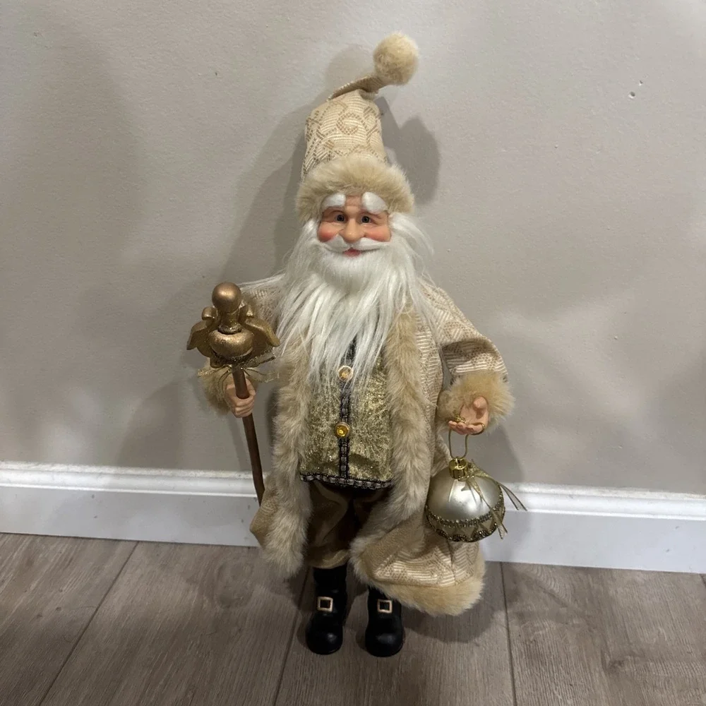 Kurt Adler Large Christmas Santa w/ Scepter Ornament Gold Holiday Décor
